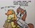 Size: 2048x1662 | Tagged: safe, artist:hoofclid, braeburn, oc, oc:hoofclid, earth pony, pony, unicorn, g4, canon x oc, chest fluff, dialogue, duo, gay, male, shipping, stallion, traditional art, unshorn fetlocks