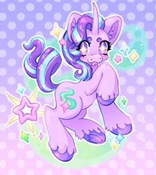 Size: 1825x2048 | Tagged: safe, artist:ibbledribble, starlight glimmer, pony, unicorn, g4, curved horn, ear fluff, horn, solo, sparkly eyes, unshorn fetlocks, wingding eyes
