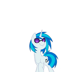 Size: 2400x2700 | Tagged: safe, artist:zeffdakilla, dj pon-3, vinyl scratch, pony, unicorn, g4, glasses, high res, looking up, raised hoof, simple background, smiling, solo, standing, transparent background