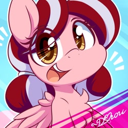 Size: 500x500 | Tagged: safe, artist:dshou, oc, oc only, oc:cherry blossom, pegasus, pony, bust, chest fluff, female, looking at you, mare, open mouth, open smile, portrait, smiling, solo