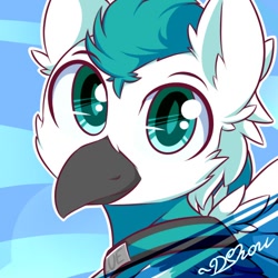 Size: 500x500 | Tagged: safe, artist:dshou, oc, oc only, oc:blue, griffon, bust, collar, looking at you, portrait, solo