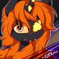 Size: 500x500 | Tagged: safe, artist:dshou, oc, oc only, oc:facade, changeling, pony, bust, looking at you, mane, orange changeling, portrait, solo