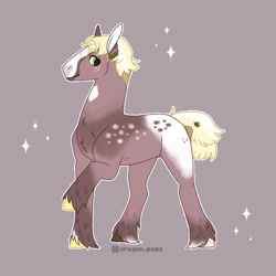 Size: 1000x1000 | Tagged: safe, artist:dragonp0ps, oc, oc only, pony, coat markings, freckles, gray background, offspring, parent:big macintosh, parent:limestone pie, parents:limemac, simple background, solo, sparkles