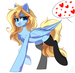 Size: 1711x1661 | Tagged: safe, artist:rinteen, oc, oc only, oc:lusty symphony, pegasus, pony, chest fluff, clothes, simple background, socks, solo, white background