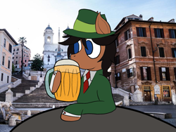 Size: 901x676 | Tagged: safe, artist:laurelcrown, oc, oc:laurel crown, pony, alcohol, beer, colored, digital art, drink, drinking, flat colors, stock image