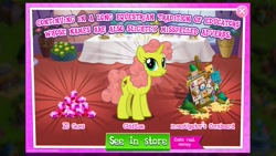 Size: 1280x720 | Tagged: safe, gameloft, giddilee, pony, unicorn, g4, my little pony: magic princess, advertisement, female, gem, introduction card, mare