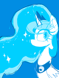 Size: 710x946 | Tagged: safe, artist:honkinghighblood, princess luna, alicorn, pony, g4, blue background, blue hair, simple background, solo