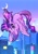 Size: 1448x2048 | Tagged: safe, artist:stacy_165cut, twilight sparkle, alicorn, pony, g4, city, cityscape, crescent moon, female, mare, moon, solo, twilight sparkle (alicorn)