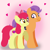 Size: 1400x1400 | Tagged: safe, artist:mlplary6, apple bloom, tender taps, earth pony, pony, g4, adorabloom, bow, boyfriend and girlfriend, cute, daaaaaaaaaaaw, female, hair bow, heart, looking at each other, looking at someone, love, male, mare, older, older apple bloom, older tender taps, ship:tenderbloom, shipping, smiling, smiling at each other, stallion, straight, tenderbetes