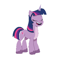 Size: 1200x1200 | Tagged: safe, artist:prixy05, twilight sparkle, pony, unicorn, g4, g5, my little pony: tell your tale, anatomically incorrect, animated, countershading, dancing, eyes closed, g4 to g5, generation leap, gif, incorrect leg anatomy, simple background, solo, transparent background, unicorn twilight