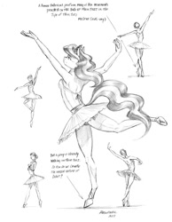 Size: 1050x1350 | Tagged: safe, artist:baron engel, diamond tiara, earth pony, anthro, unguligrade anthro, g4, ballerina, female, mare, monochrome, pencil drawing, traditional art