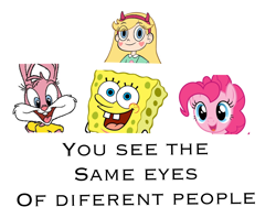 Size: 2048x1536 | Tagged: artist needed, source needed, safe, pinkie pie, earth pony, pony, rabbit, anthro, g4, animal, anthro with ponies, babs bunny, blue eyes, coincidence i think not, eye, eyes, female, looking at you, male, mare, meme, misspelling, sea sponge, simple background, spongebob squarepants, spongebob squarepants (character), star butterfly, star vs the forces of evil, tiny toon adventures, white background