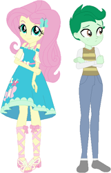 Size: 364x565 | Tagged: safe, artist:sturk-fontaine, fluttershy, wallflower blush, oc, oc:morning glory, human, fanfic:futaquestria girls, equestria girls, g4, base used, femboy, fluttershy likes femboys, geode of fauna, intersex, magical geodes, male, rule 63, simple background, white background