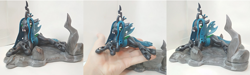 Size: 4000x1200 | Tagged: safe, artist:neo glin, queen chrysalis, changeling, changeling queen, g4, craft, female, figurine, sculpture, smiling, solo, wings
