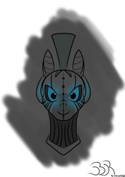 Size: 2480x3508 | Tagged: safe, artist:bifrose, zecora, robot, zebra, g4, glowing, glowing eyes, high res, simple background, solo