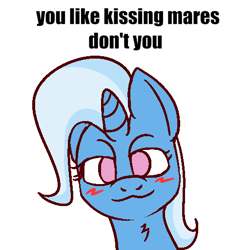 Size: 512x512 | Tagged: safe, artist:xppp1n, trixie, pony, unicorn, g4, blushing, boykisser, female, looking at you, mare, meme, ponified meme, simple background, solo, white background