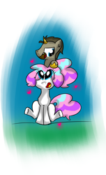 Size: 1166x1920 | Tagged: safe, artist:ask-cotton-candy-the-pony, oc, oc:monochromatic heart, alicorn, pony, ask, duo, female, gift art, looking at someone, looking up, male, mare, open mouth, open smile, smiling, stallion, text, tumblr
