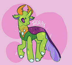 Size: 2000x1800 | Tagged: safe, artist:tottallytoby, thorax, changedling, changeling, g4, king thorax, pink background, simple background, solo