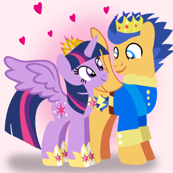 Size: 1400x1400 | Tagged: safe, artist:mlplary6, flash sentry, twilight sparkle, alicorn, pegasus, pony, g4, clothes, crown, cute, diasentres, female, heart, husband and wife, jewelry, looking at each other, looking at someone, love, male, mare, regalia, ship:flashlight, shipping, smiling, smiling at each other, stallion, straight, twiabetes, twilight sparkle (alicorn)
