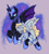 Size: 1800x2000 | Tagged: safe, artist:tottallytoby, derpy hooves, nightmare moon, alicorn, bat pony, bat pony alicorn, pegasus, pony, g4, alternate design, anklet, bag, bat wings, blue sclera, body freckles, bracelet, chest fluff, choker, collar, colored eyelashes, colored wings, colored wingtips, crack shipping, duo, ear tufts, ethereal hair, ethereal mane, ethereal tail, eyes closed, eyeshadow, female, flying, freckles, gray wingtips, helmet, hoof shoes, horn, horn ring, jewelry, leg fluff, leg freckles, lesbian, looking at someone, makeup, mismatched hooves, necklace, open mouth, pale belly, purple background, ring, saddle bag, ship:nightmarederp, shipping, simple background, smiling, sparkly wings, starry mane, starry tail, tail, teal eyes, unshorn fetlocks, wing fluff, wing freckles, wing jewelry, wings