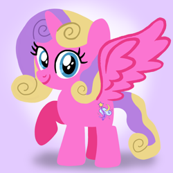 Size: 1400x1400 | Tagged: safe, artist:mlplary6, princess skyla, alicorn, pony, g4, cute, female, filly, foal, looking at you, raised hoof, skyla's cutie mark, skylabetes, smiling, smiling at you, solo