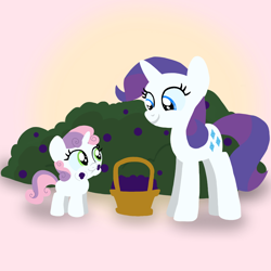 Size: 1400x1400 | Tagged: safe, artist:mlplary6, rarity, sweetie belle, pony, unicorn, g4, belle sisters, eating, female, filly, filly rarity, foal, herbivore, looking at each other, looking at someone, siblings, sisters, smiling, smiling at each other, teenager, younger