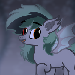 Size: 512x512 | Tagged: safe, artist:sp3ctrum-ii, oc, oc only, oc:scrimmy, bat pony, bat pony oc, fangs, open mouth, profile picture, solo, spread wings, wings