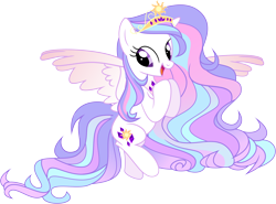 Size: 12185x9014 | Tagged: safe, artist:shootingstarsentry, oc, oc only, oc:celestial jewel, alicorn, pony, absurd resolution, alicorn oc, female, horn, interspecies offspring, jewelry, mare, offspring, parent:princess celestia, parent:thorax, parents:thoralestia, simple background, solo, tiara, transparent background, wings