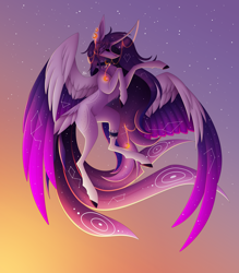 Size: 4938x5636 | Tagged: safe, artist:sadatrix, oc, oc:cassandra, alicorn, pony, absurd resolution, alicorn oc, choker, colored wings, female, gradient background, horn, mare, solo, two toned wings, wings