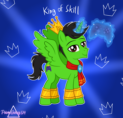 Size: 2100x2013 | Tagged: safe, artist:prismagalaxy514, alicorn, pony, clothes, crossover, crown, gamer, high res, jewelry, king, king of skill, narrowed eyes, party crashers, ponified, regalia, rule 85, scarf, solo, video game, youtuber