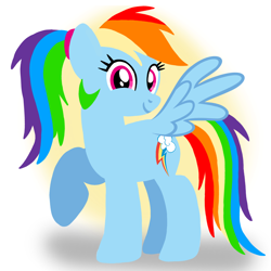 Size: 1400x1400 | Tagged: safe, artist:mlplary6, rainbow dash, pegasus, pony, g4, female, looking at you, mare, ponytail, smiling, smiling at you