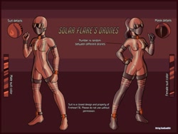 Size: 2500x1875 | Tagged: safe, artist:devillustart, oc, oc:solar flares drones, human, equestria girls, g4, clothes, fireheart76's latex suit design, gloves, latex, latex boots, latex gloves, latex suit, prisoners of the moon, reference sheet, rubber, rubber gloves, rubber suit