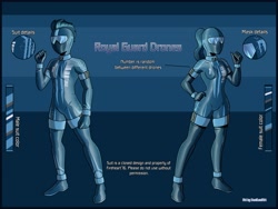 Size: 2500x1875 | Tagged: safe, artist:devillustart, oc, oc:stellaria royal guard drones, human, equestria girls, g4, clothes, fireheart76's latex suit design, gloves, latex, latex boots, latex gloves, latex suit, prisoners of the moon, reference sheet, rubber, rubber drone, rubber gloves, rubber suit