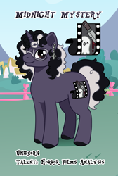 Size: 1724x2564 | Tagged: safe, artist:mod, oc, oc only, oc:midnight mystery, pony, unicorn, horn, misspelling, photo, ponysona, show accurate, solo, unicorn oc