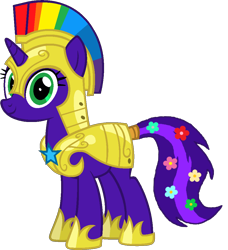 Size: 936x1025 | Tagged: safe, artist:star-armour95, oc, oc only, oc:rainbow flower, pony, unicorn, armor, female, guardsmare, horn, mare, royal guard, simple background, smiling, solo, transparent background, unicorn oc