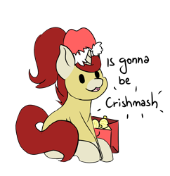 Size: 2356x2432 | Tagged: safe, artist:noxi1_48, oc, oc only, oc:treble pen, pony, unicorn, daily dose of friends, christmas, hat, high res, holiday, open mouth, open smile, santa hat, simple background, sitting, smiling, solo, transparent background