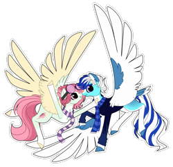 Size: 2941x2833 | Tagged: safe, artist:princess-of-the-nigh, oc, oc only, oc:celestial star, oc:wind storm, pegasus, pony, clothes, female, high res, male, mare, pegasus oc, scarf, simple background, stallion, striped scarf, transparent background