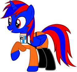 Size: 1553x1462 | Tagged: safe, artist:star-armour95, oc, oc only, oc:stephen (stephen-fisher), alicorn, pony, alicorn oc, clothes, horn, lightning squadron, male, needs more saturation, rebel pilot, simple background, solo, star wars, transparent background, uniform, wings