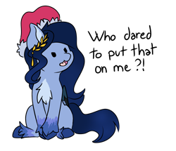 Size: 2476x2128 | Tagged: safe, artist:noxi1_48, oc, oc only, oc:tundra, pegasus, pony, daily dose of friends, accessory, angry, chest fluff, christmas, cute, dialogue, ear fluff, female, fluffy, hat, high res, holiday, hooves, long mane, open mouth, santa hat, simple background, sitting, solo, tail, transparent background, unshorn fetlocks