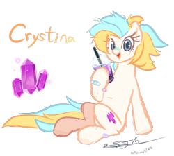 Size: 1819x1634 | Tagged: safe, artist:staceyld636, oc, oc only, oc:crystina (cathy), pony, bandage, cutie mark, female, freckles, leaning, leaning back, looking at you, mare, simple background, sitting, smiling, smiling at you, solo, transparent background