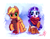 Size: 1450x1125 | Tagged: safe, artist:whitediamonds, applejack, rarity, earth pony, pony, unicorn, rarijack daily, g4, applejack's hat, boots, bundled up, clothes, cowboy hat, duo, duo female, eyebrows, eyebrows visible through hair, fashion, female, freckles, hat, horn, lesbian, mare, open mouth, open smile, raised hoof, scarf, ship:rarijack, shipping, shoes, signature, smiling, snow, striped scarf, winter, winter outfit