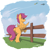 Size: 2500x2500 | Tagged: safe, artist:skitsroom, lightning dust, rainbow dash, scootaloo, pegasus, pony, g4, blank flank, butt, fence, flying, high res, plot, scootaloo can't fly, sky, solo focus, underhoof