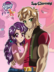 Size: 2765x3654 | Tagged: safe, artist:cmacx, big macintosh, sugar belle, earth pony, human, unicorn, g4, high res, humanized, looking at each other, looking at someone, smiling, smiling at each other