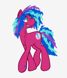 Size: 795x930 | Tagged: safe, artist:partyponypower, ribbon wishes (g3), earth pony, pony, g3, blue hair, curly hair, multicolored hair, redesign, simple background, walking