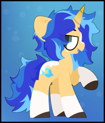 Size: 3300x3900 | Tagged: safe, artist:moonydusk, oc, oc only, oc:skyfoam, pony, unicorn, female, gradient background, high res, lineless, mare, smiling, solo