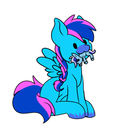 Size: 2051x2255 | Tagged: safe, artist:noxi1_48, oc, oc only, pegasus, pony, daily dose of friends, high res, mouth hold, nom, simple background, sitting, solo, transparent background