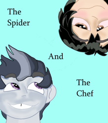 Size: 896x1024 | Tagged: safe, rumble, human, fanfic:the spider and the chef, equestria girls, g4, crossover, fanfic, fanfic art, fanfic cover, heart, heart eyes, marvel, marvel comics, peni parker, spider-man, spider-man: into the spider-verse, wingding eyes