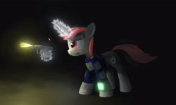 Size: 5000x3000 | Tagged: safe, artist:sheeppony, oc, oc only, oc:blackjack, pony, unicorn, fallout equestria, fallout equestria: project horizons, gun, solo, weapon