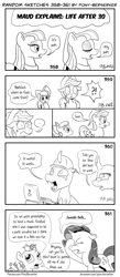 Size: 1320x3035 | Tagged: safe, artist:pony-berserker, apple bloom, applejack, maud pie, rarity, sweetie belle, oc, oc:berzie, changeling, earth pony, pony, unicorn, g4, black and white, comic, crying, female, filly, foal, grayscale, male, mare, monochrome, simple background, speech bubble, white background