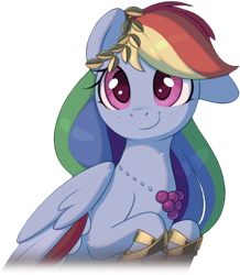 Size: 1302x1492 | Tagged: safe, artist:nookprint, edit, editor:maonyman, rainbow dash, pegasus, pony, g4, the best night ever, blushing, clothes, cute, dashabetes, dress, female, floppy ears, gala dress, gown, mare, one ear down, rainbow dash's first gala dress, raised hooves, simple background, smiling, solo, transparent background